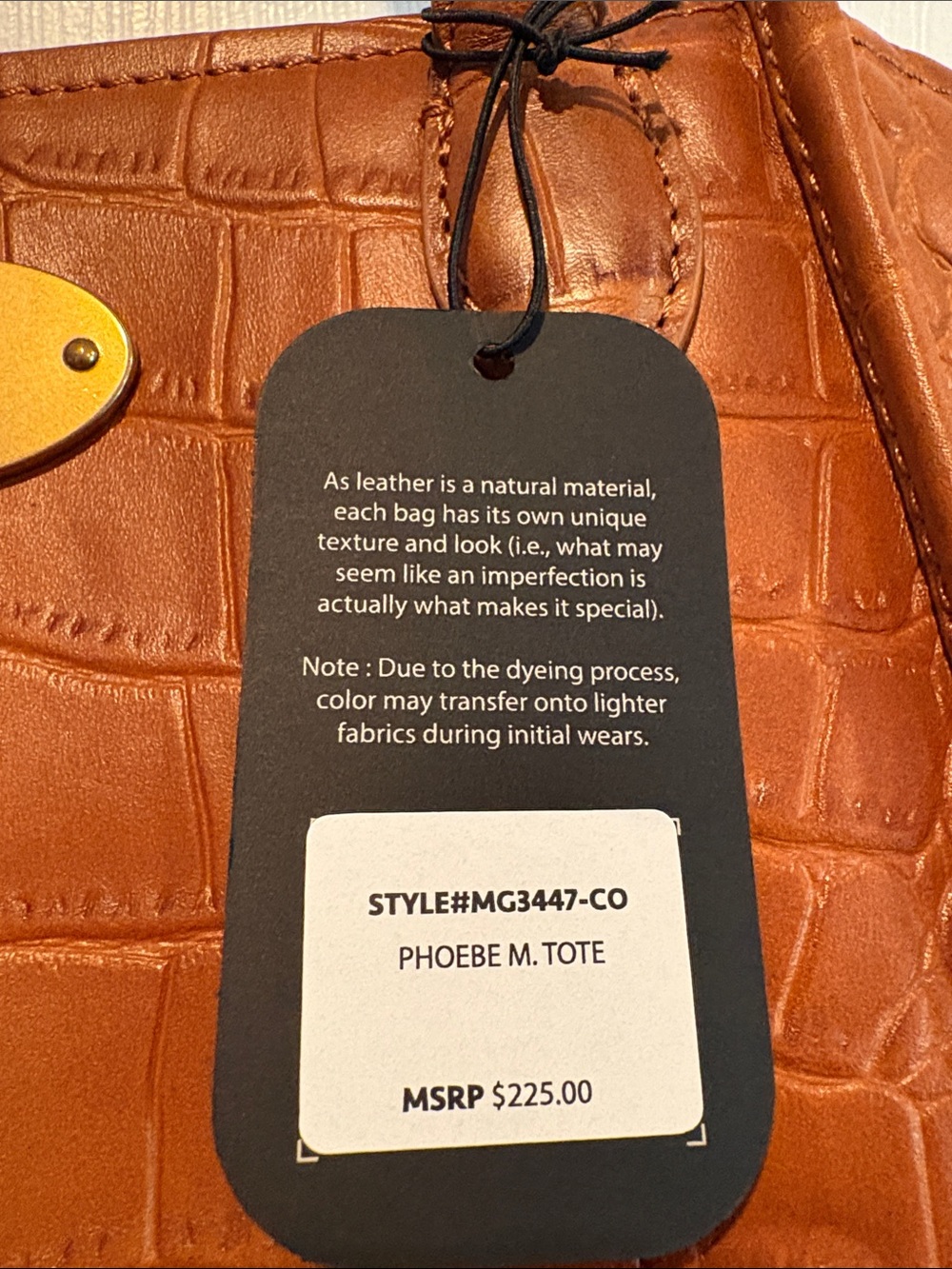 BNWT MARGOT Viral Cognac Croc-Embossed Leather Shoulder Bag Tote - Picture 7 of 16